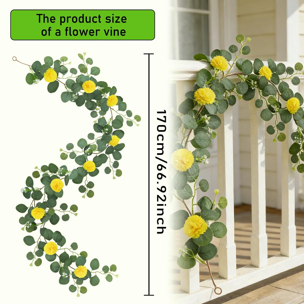 

2PCS Flower Vines Elegant Artificial Carnations Vine Window Door Hanging Wedding Decors Present For Home