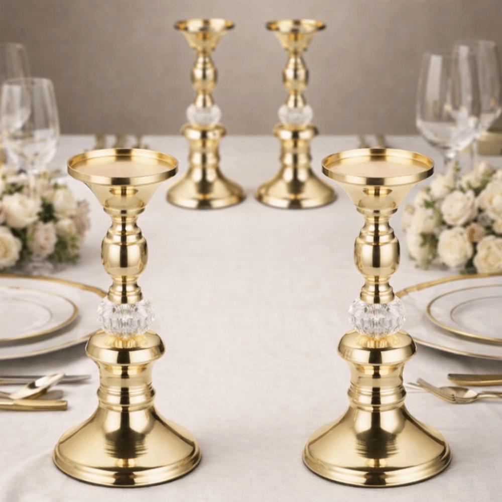 European Style Gold Metal Pillar Candlestick Non-slip Bottom Vintage Candle Stand Different Sizes Aromatherapy Candle Base