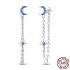 Luminous Shell Women Earrings Original 925 Sterling Silver Pave CZ Star Moon Hoop Earrings Engagement Wedding Jewelry