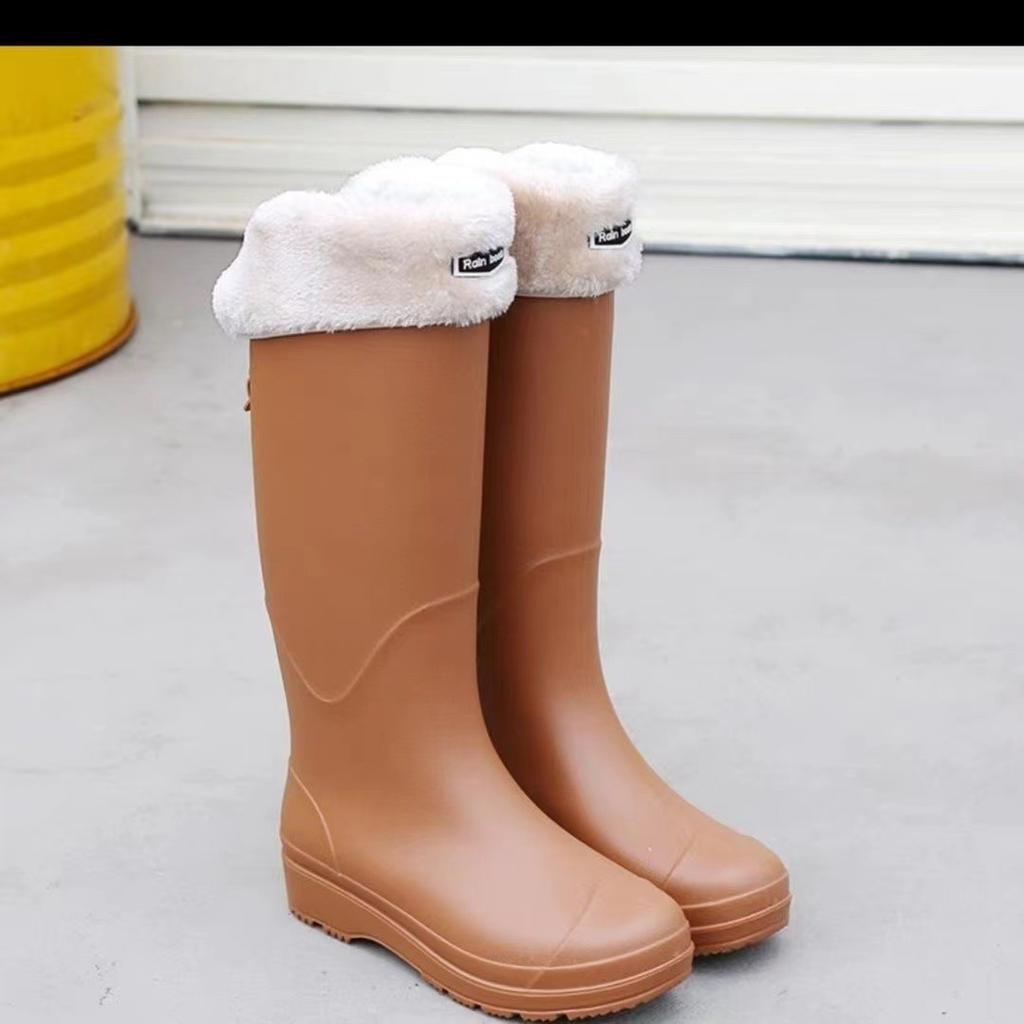 High tube rain shoes men's and women's non-slip waterproof shoes thick sole wear-resistant long tube water boots outdoor wading rubber shoes fashion
