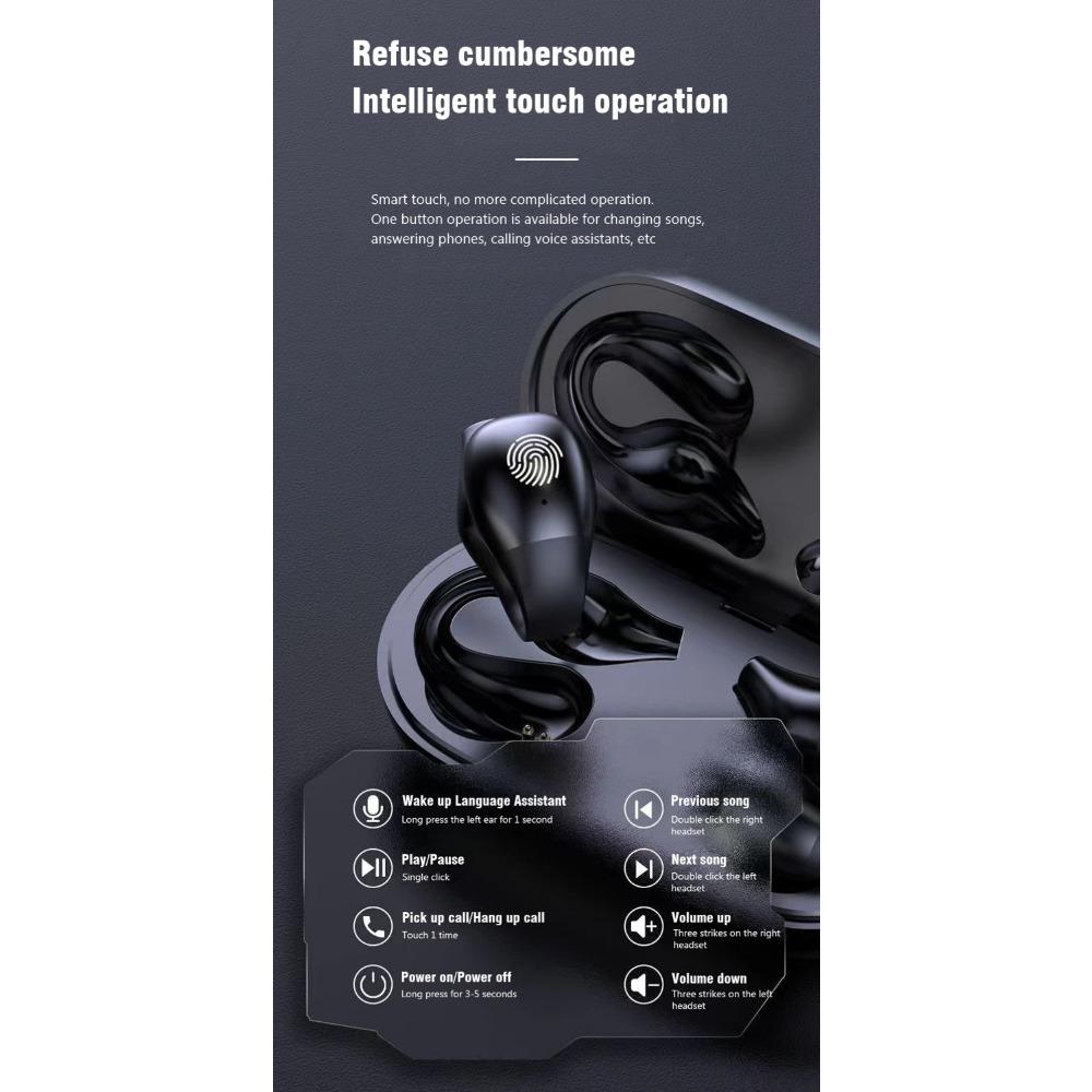 Kabelloses Ohrclip-Headset, Mini-BT-Headset zum Radfahren, Fahren und Laufen, Design mit offenem Ohr, Digitalanzeige, HiFi-Klangqualität