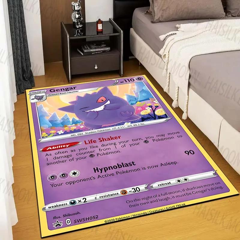15 Sizes Gengar Pokémon Cards Print Rug Living Room Bedroom Carpet Mat Sofa Doormat Floor Rug Gift for Family Friend Potdemiel