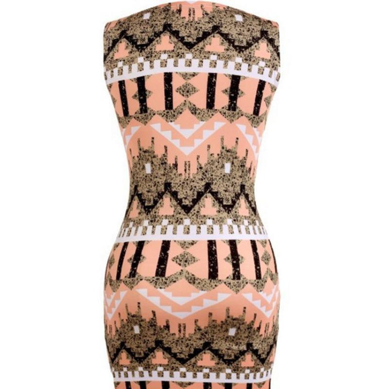 A New Summer Fashion Round-neck Sleeveless Printed Pencil Dress