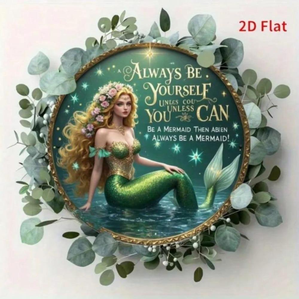 Vintage Mermaid Round Iron Wall Art Decor