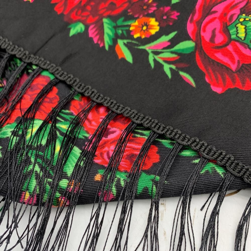 Luxury Floral Print Russian Square Scarf