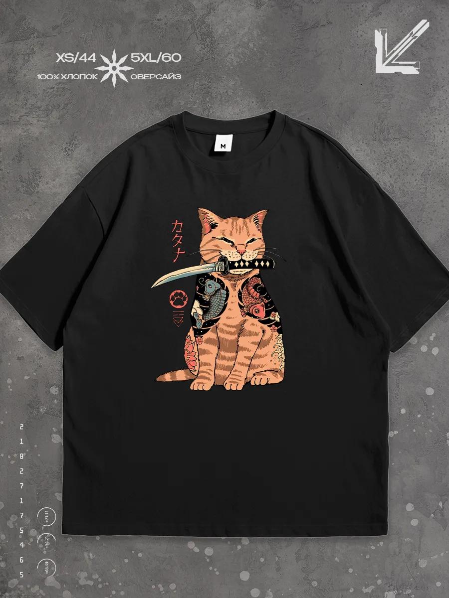 T-shirt with Samurai Cat print XL
