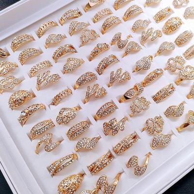 10Pcs Women's Zircon Ring Ring Jewelry Crystal Alloy Ring