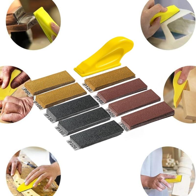 Mini Sander for Small Projects Mini Detail Handle Sanding Tool 90 Sheet Sandpaper for Handicrafts Polishing Sanding