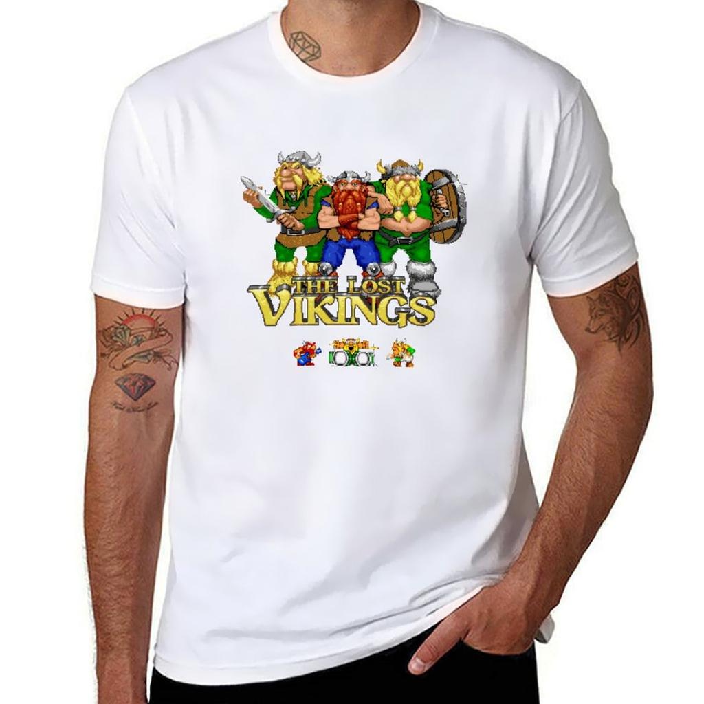 Lost Vikings Das T-Shirt Lässiges Mode Kurzarm Baumwoll-T-Shirt