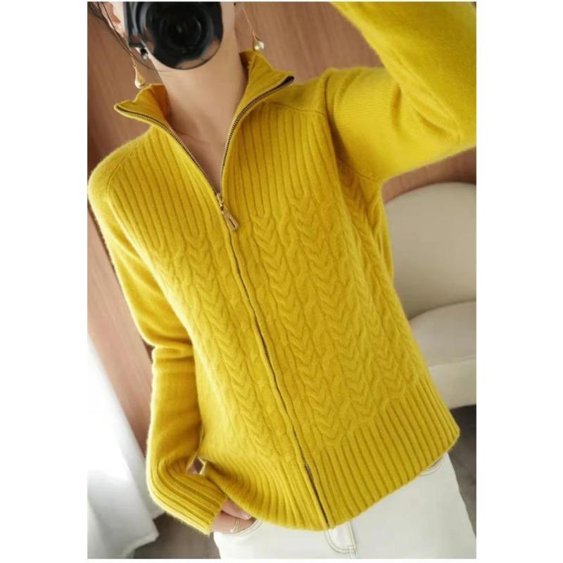 Cardigan a Maglia con Zip da Donna Cappotto Maglione da Donna Design Comfort Tempo Libero Slim Retro Elegante Moda