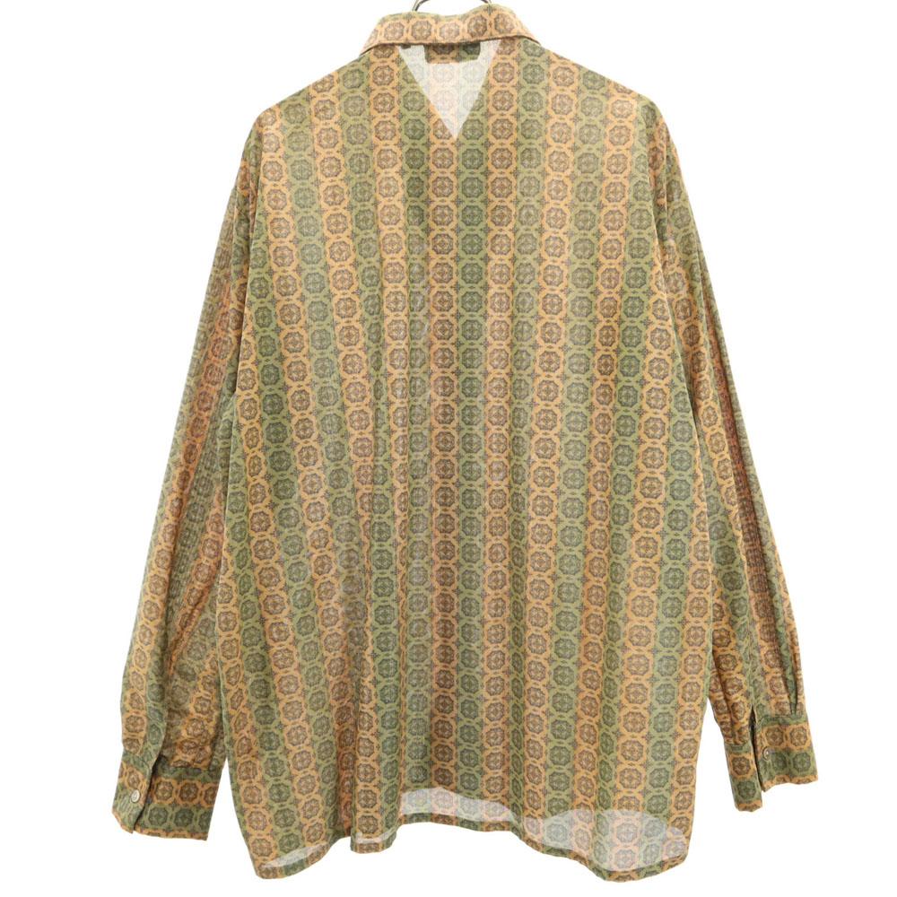 70s Overall Handle Long Sleeve Shirt 40 Beige Brown, Etc. Old Vintage Men's Used