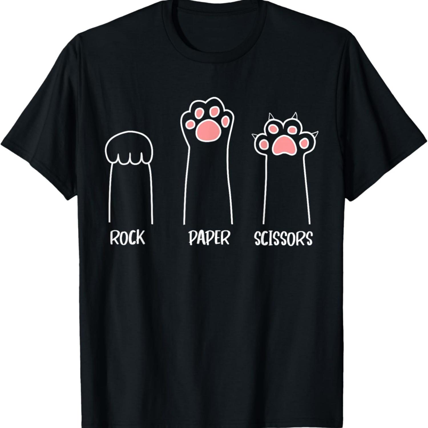 

Introvert Cat Animal Rescue Pet Lover Apparel Rock Paper Scissors Hand Game Cute Paw Funny Cat T-Shirt XXXXXL чёрный