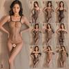 Transparent lingerie open gear radical perspective temptation women's one-piece netwear uniform black stockings