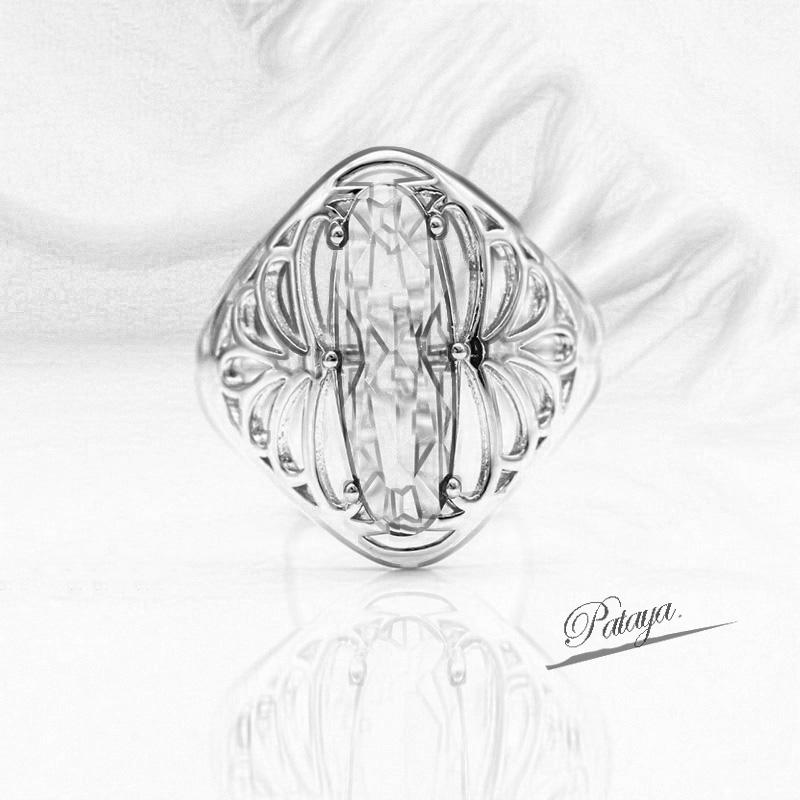 PATAYA Inlay Tourmaline Color Artificial Zircon Rings Rose Gold Color Retro Style Classic Rings