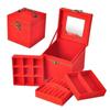 1 Pcs Multi-functional Three-layer Leather Drawer-style Jewelry Box Earrings Lock Jewelry Box Necklace Ring Storage Box