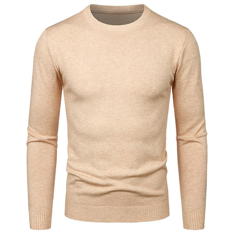 

Men s Solid Color Knitted Round Neck Long Sleeve Pullover Sweater - 2022 Autumn/Winter Collection One Size