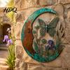 Outdoor Hanging Dragonfly Ornament Vintage Crescent Moon Wall Art Fairy Witch Bee Iron Floral Metal Fence Accent Decor Sculpture for Garden