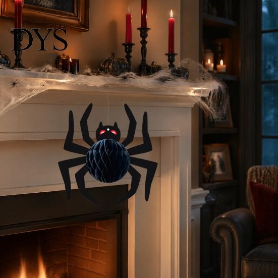 Halloween Honeycomb Decorations Ornament, Pumpkin Spider Hanging Paper Party Atmosphere Supplies Decoration for Home Office Classroom Holiday