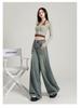 Women's High-Waisted Wide-Leg White Jeans - 2025 Autumn Collection, Loose Fit, Floor-Length, Slimming Casual Style