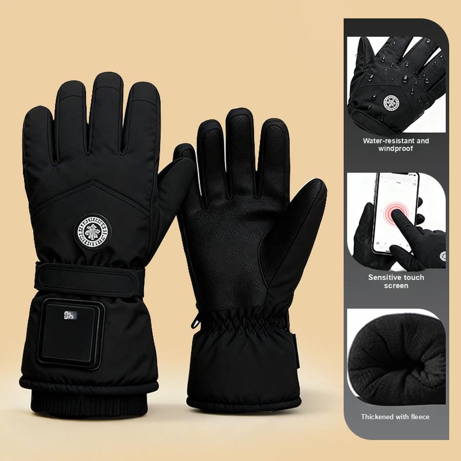 New Smart Heating Gloves Winter Outdoor Electric Vehicle Cycling Warm Electric Heating Gloves One Size