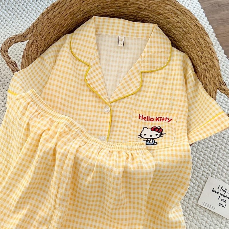 Summer new pajamas women's short-sleeved shorts thin cloud cotton cartoon cute large size Korean version loungewear