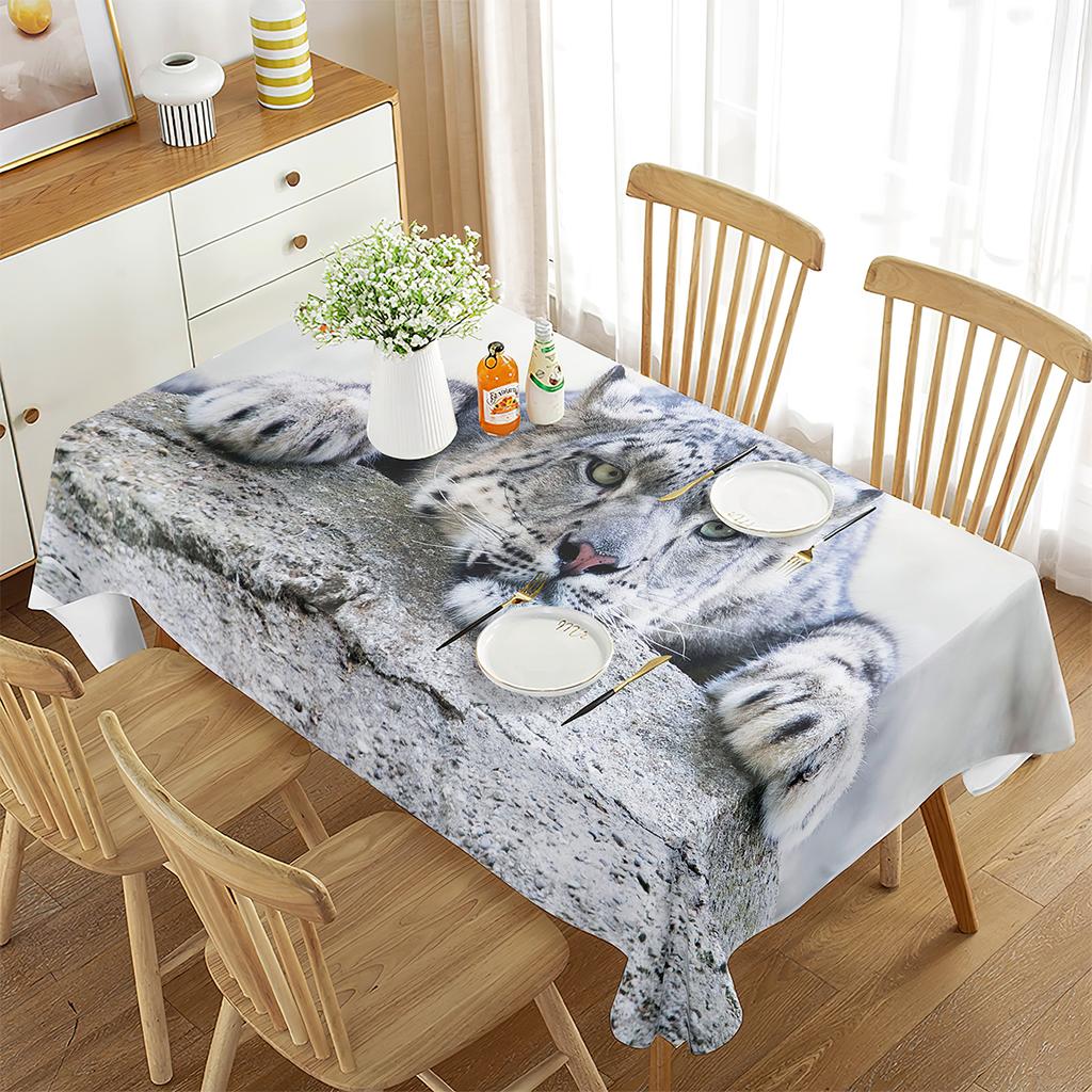 Leopard Rectangular Tablecloth African Safari Animals Tablecloth Home Decor for Outdoor Travel Picnic Mat Kitchen Dining Room