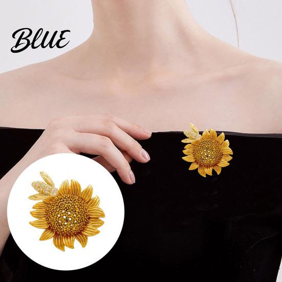 Suits Lapel Pin Rhinestone Bee Sunflower Brooch Zinc Alloy Flower