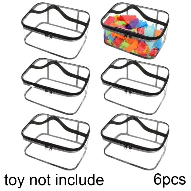 Transparent Pvc Zipper Toy Storage Bag Large Capacity Puzzle And Block Organizer For Toy And Building Block Storage