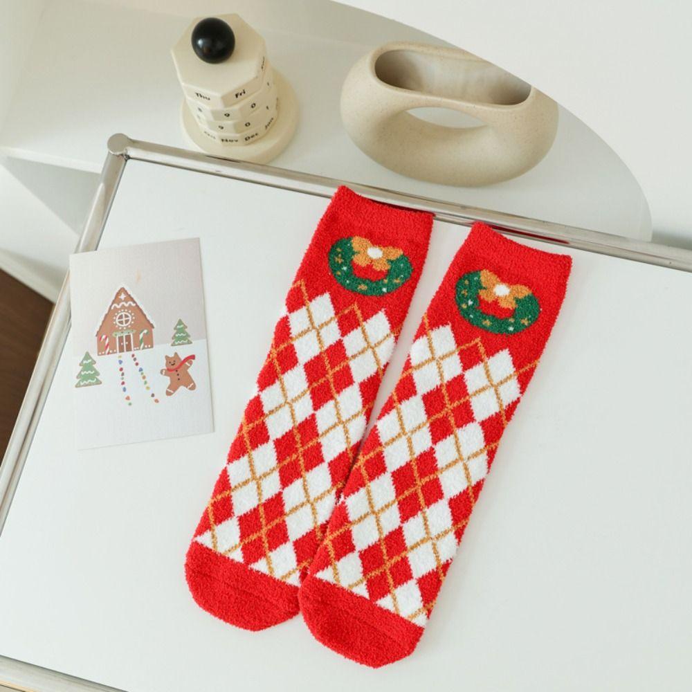 

Santa Claus Coral Fleece Socks Christmas Tree Christmas Calf Socks Cute Christmas Socks Winter