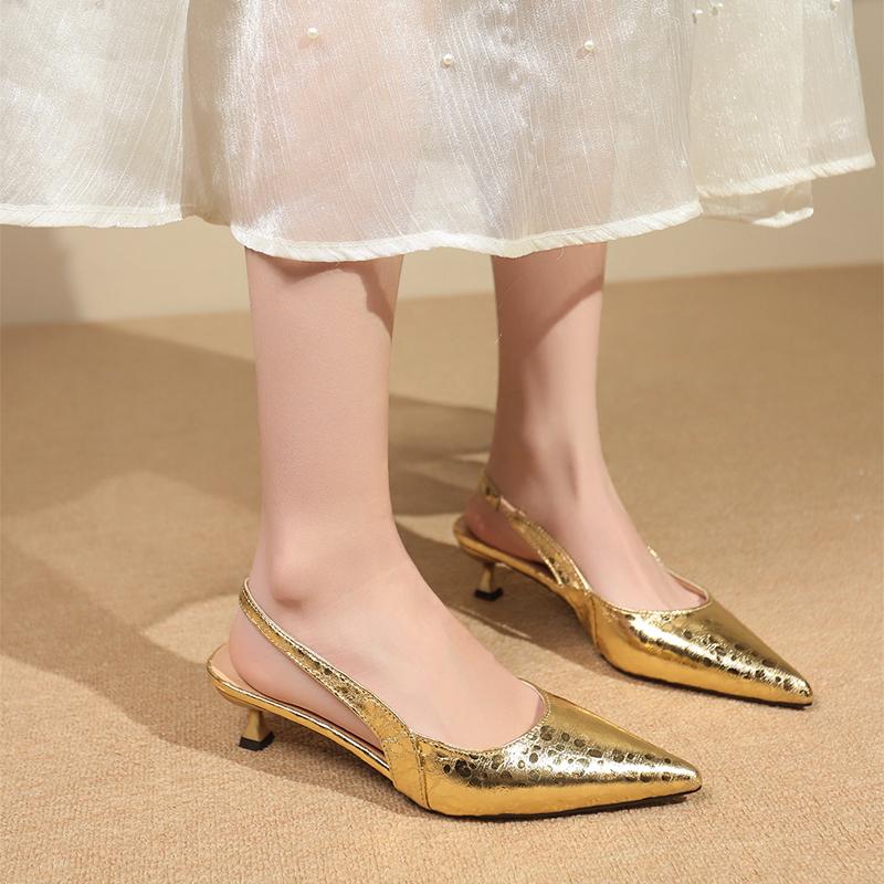 Fashion Summer New Baotou Thin Heel Sandals Women Fashion Pointed Shallow Mouth Soft Sole Anti-slip Wear-resistant Low Heel Shoes