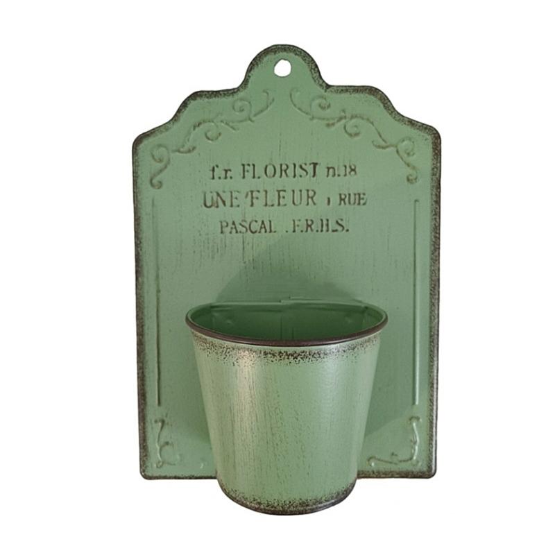 

Iron Planter Shelf Wall Mounted Garden Bucket Durable Storage Organizer For Indoor Outdoor Plant зелений