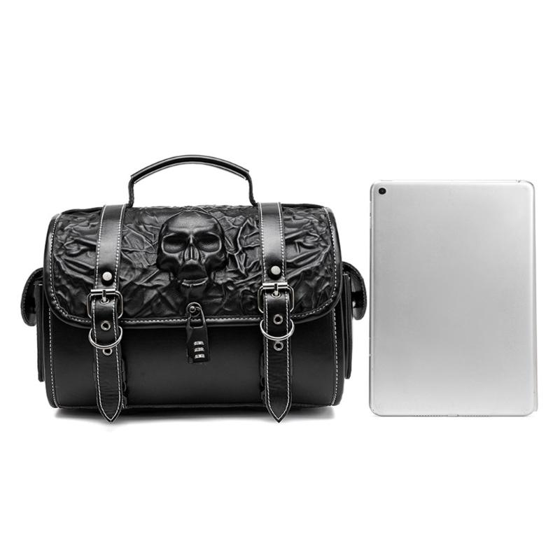 Kantige Totenkopf Motorrad Satteltasche Synthetisches Leder Werkzeugtasche mit Gothic-Stil & Geräumigem Innenraum für Motorräder
