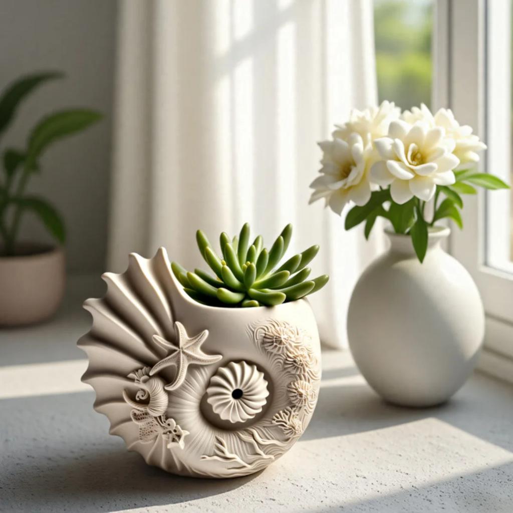 Conch Pot Mold Non-Toxic Silicone Conch Mold Aromatherapy Mold Food-Grade For Home Decoration Plant Flower Pots Gifts