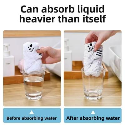 1/2PC Polar Bear Hand Wiping Towel Super Absorbent Soft Hanging Kitchen Towel Family Essential Coral Thicken Cartoon Hand Towel