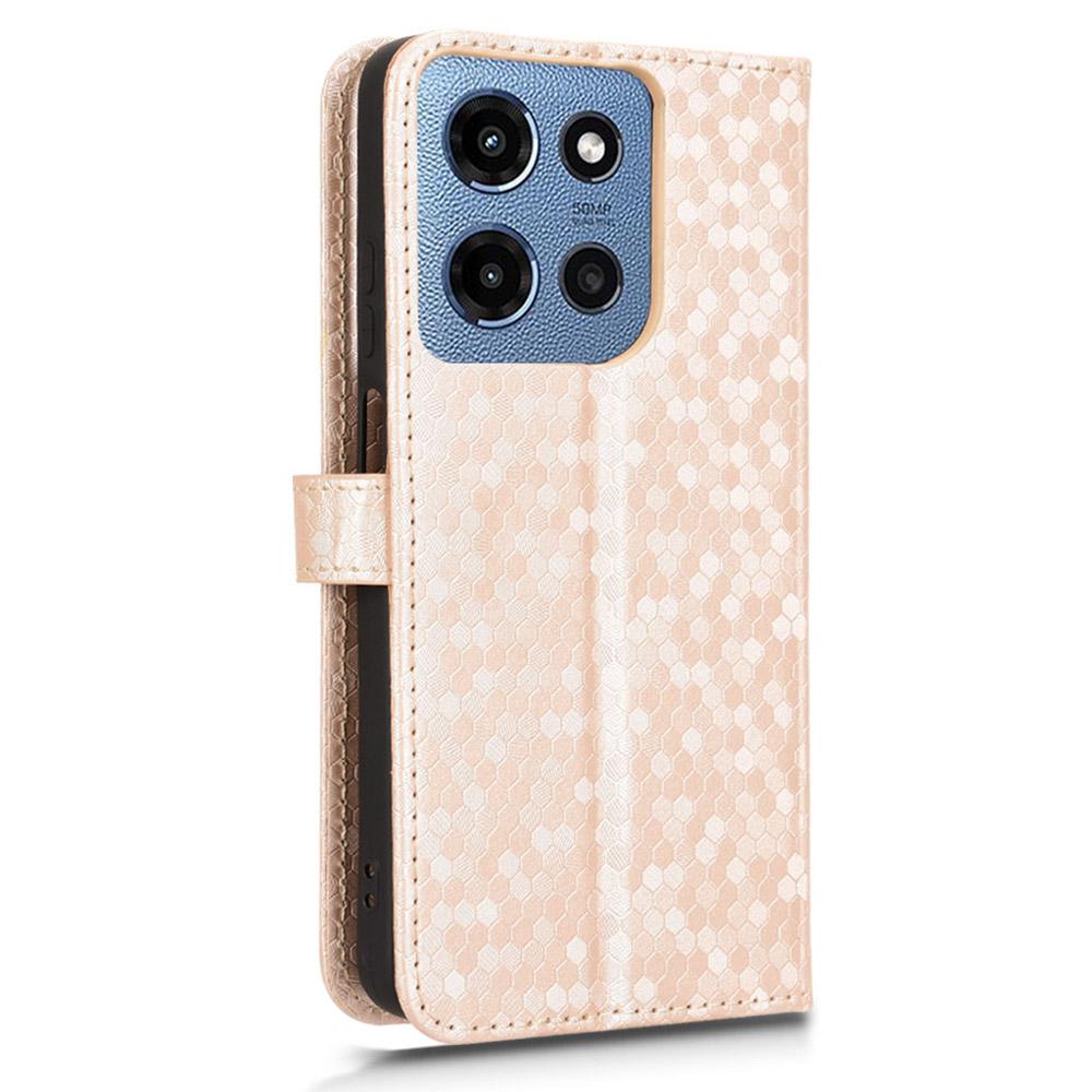 For Motorola Moto G 5G (2025) Wallet Case Dot Pattern Imprint PU Leather Phone Cover