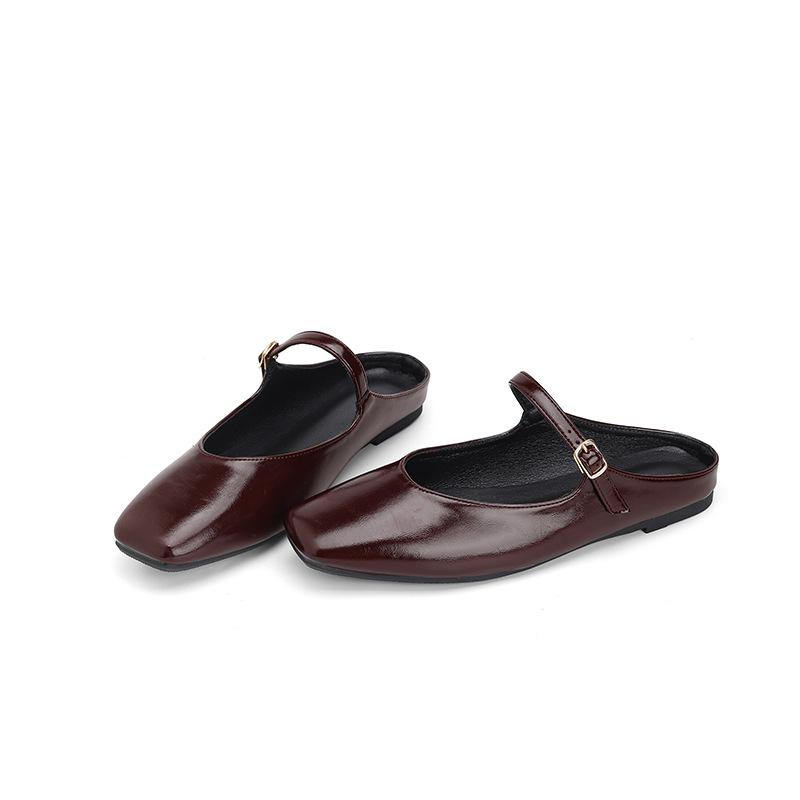 

Мода 2025 Лето Новые Женские Полушлепанцы Баотоу Носить Низкий Каблук Плоская Подошва Женские Туфли с Мелким Вырезом Удобная Мягкая Подошва 35