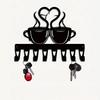 Vintage Coffee Heart Key Holder Metal Wall Art 8 Hooks Iron Decor Gift