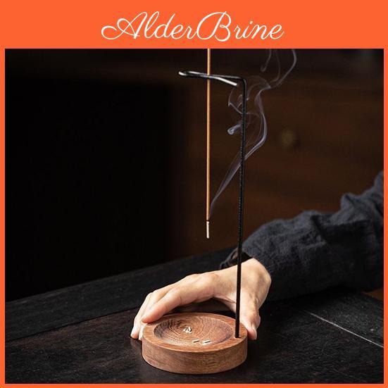 With Incense Stick Holder Wooden Tray Brass Inverted Incense Burner Ash Catcher Home Office Meditation Yoga Relaxation Home Decoration Birthday Gift