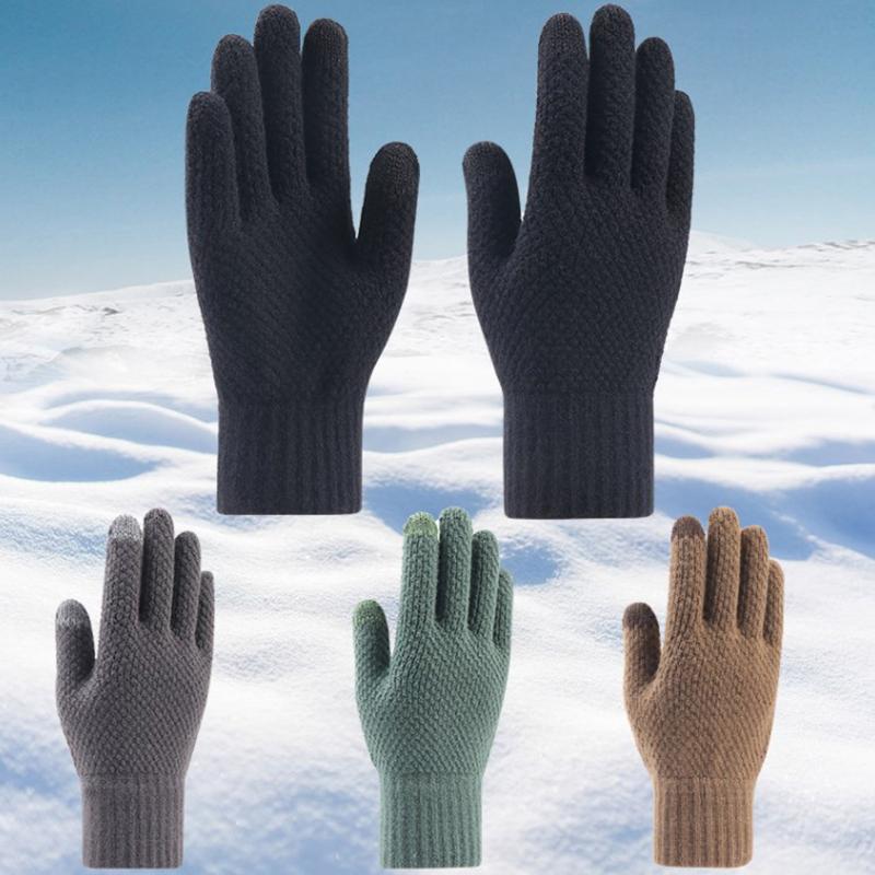 Thick Knitted Men Winter Gloves Imitation Cashmere Two Layer Touch Screen Adult Gloves Male Outdoor Mitten Thicken Gloves