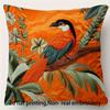 2D Flat- Vintage Tropical Bird Throw Pillow Cover Orange Jungle Botanical Decorative Cushion Case For Home Living Room Bedroom