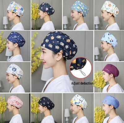 Adjustable Unisex Pure Cotton Nurse & Doctor Cap for Operating Room & Kitchen