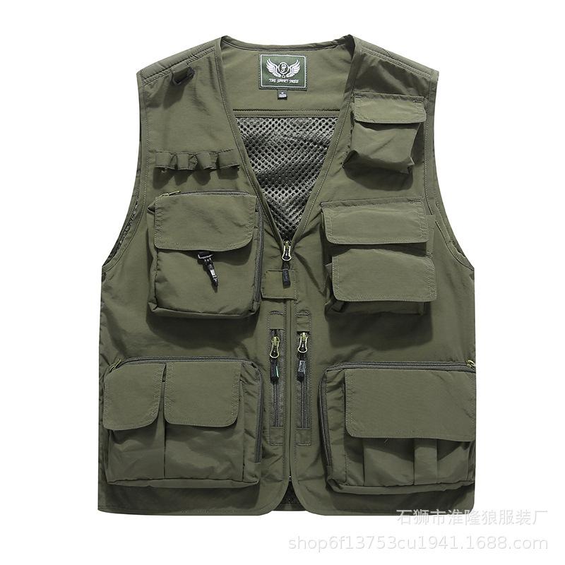 Spring and Autumn New Multi-Pocket Men's Vest Thin Trendy Breathable New Outdoor Mountaineering Waistcoat