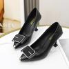 Head Shallow Mouth High Heels Women's Thin Heel Square Buckle Professional Work Shoes Women's Comfortable Versatile Simple Work Shoes