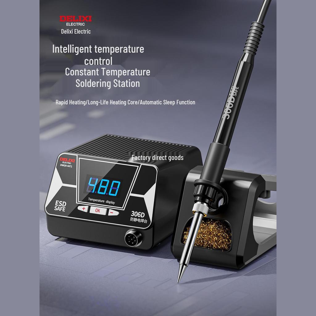 Delixi 306D High-Frequency Adjustable Temperature Soldering Station and Iron.