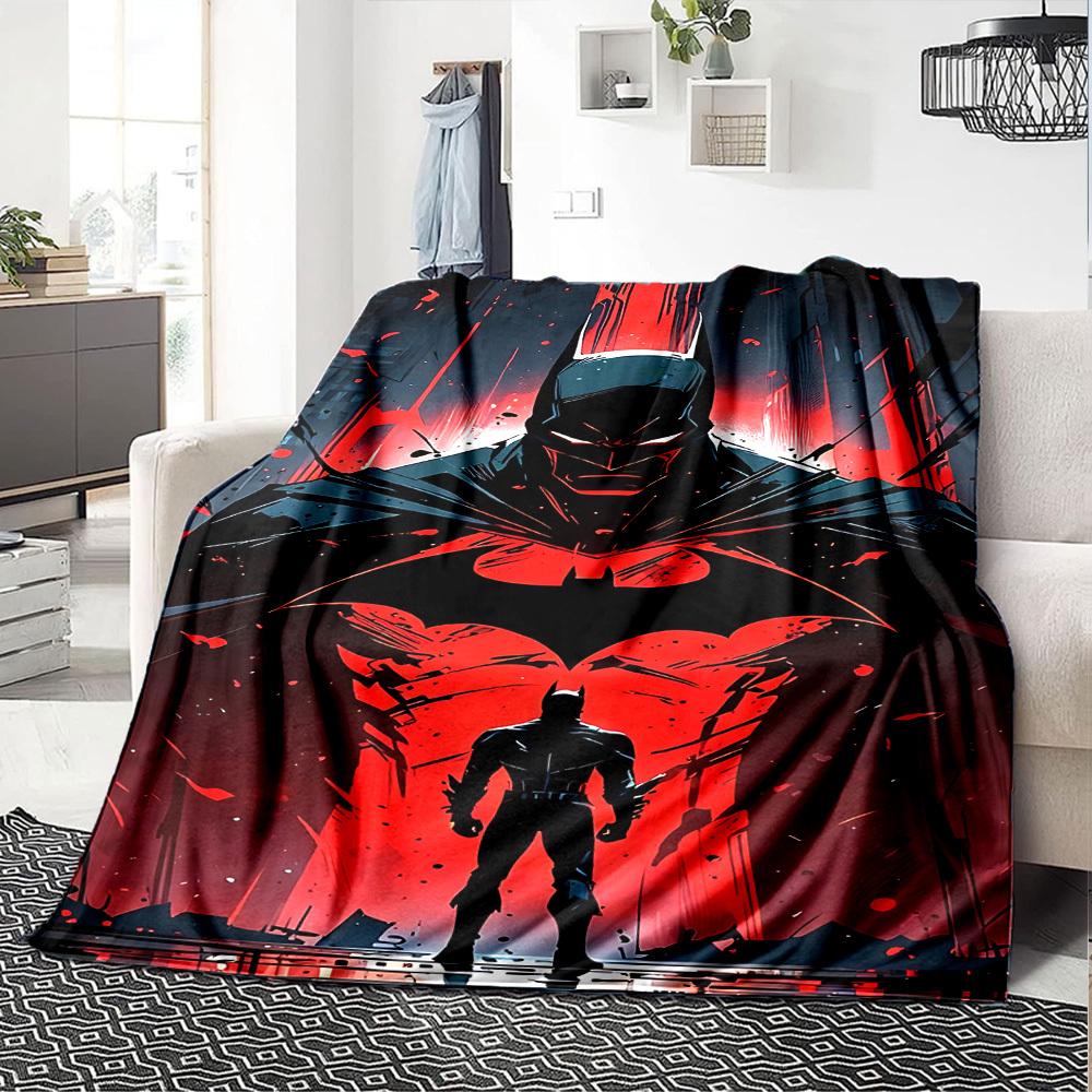 1pc Batman Red Flannel Blanket Soft Warm Throw for Home, Office, Travel, All Season Cozy Bedding Gift, Office