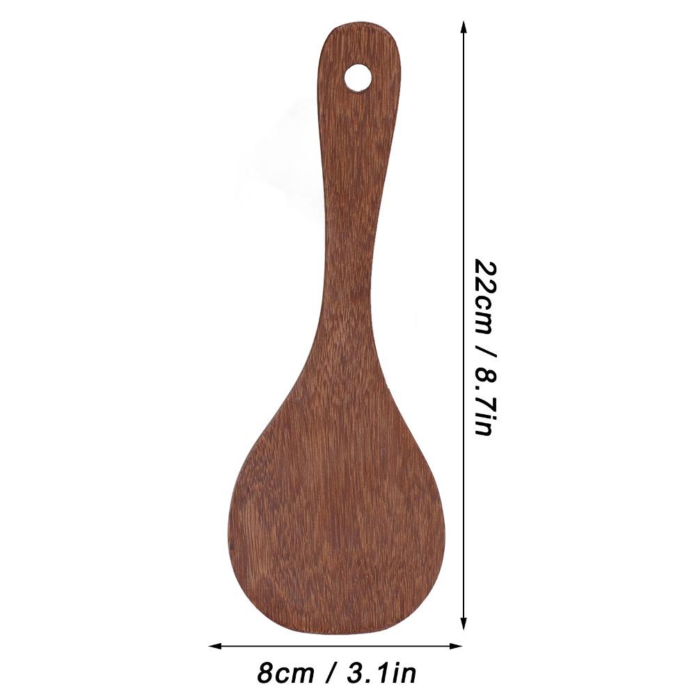 2 Pcs Long Handle Cooking Spatula Solid Wood Kitchen Scoop Rice Spatula Non-stick Pan