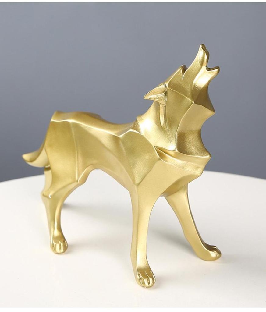 Hars Abstract Wolfbeeld Geometrische Dierenfiguren Wolfbeeldhouwwerk Ambachten Thuiskantoor Plank Bureau Decoratie Ornamenten