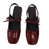 Sweet round head shallow mouth bag head Mary Jane shoes spring new rear strap summer bow low heel sandals women