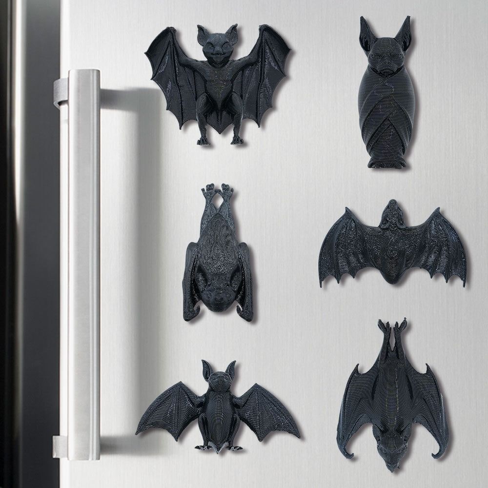 4/6PCS Black Halloween Decorations 3D Spider Magnetic Decals Bat Refrigerator Sticker Haunted House