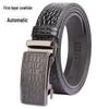 Men's Crocodile Pattern Leather Automatic Belt - Top Grain Cowhide, High-End Design, Genuine Craftsmanship.